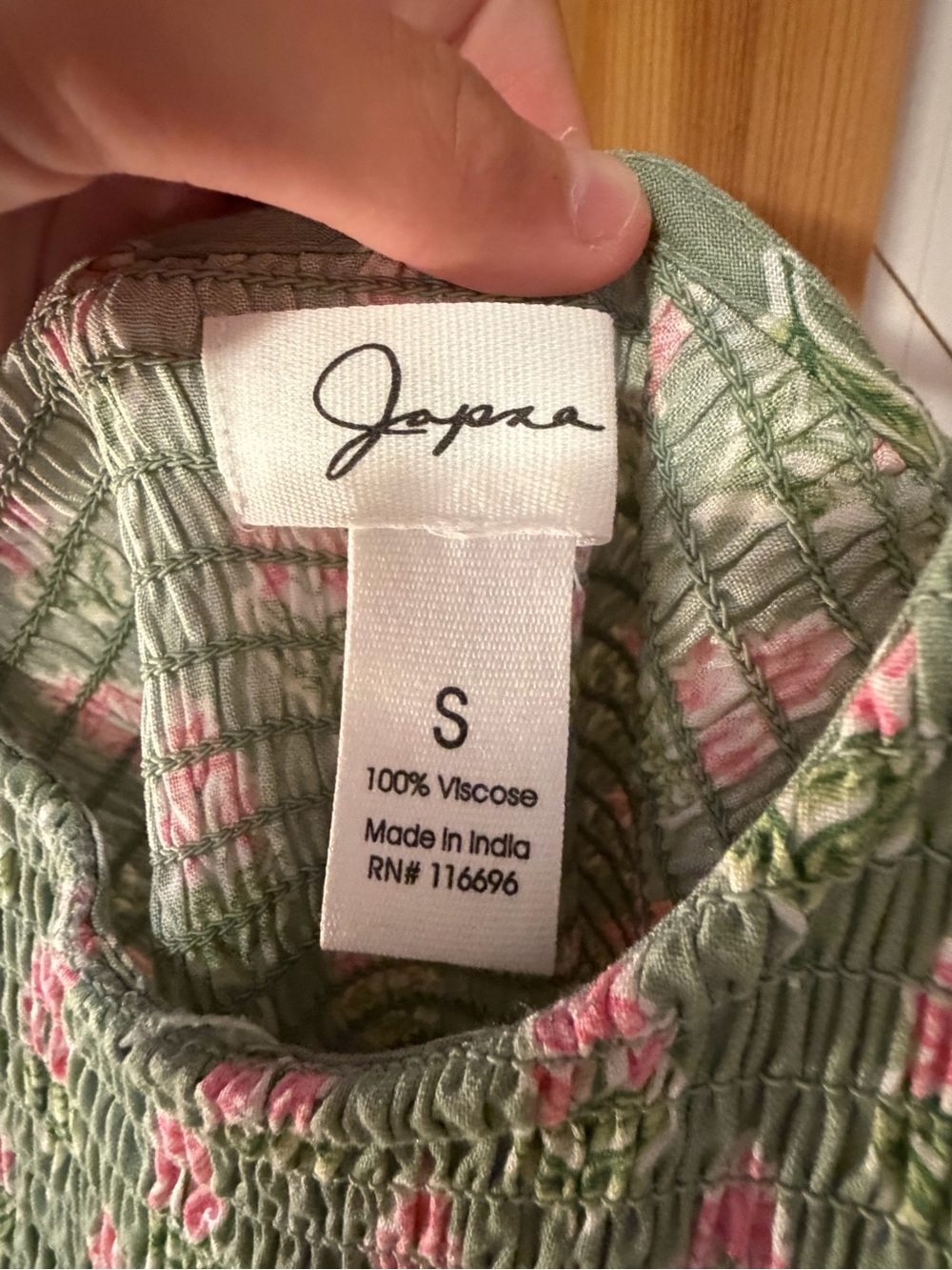 Japna Floral Smocked Top in Sage Green and Blush Pink